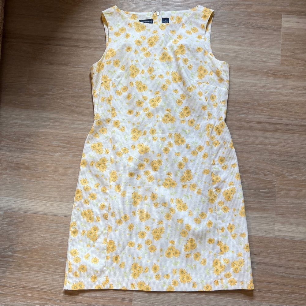 Vintage Liz Claiborne Yellow Floral Sheath Dress Size 10 cotton prairie - Picture 3 of 6